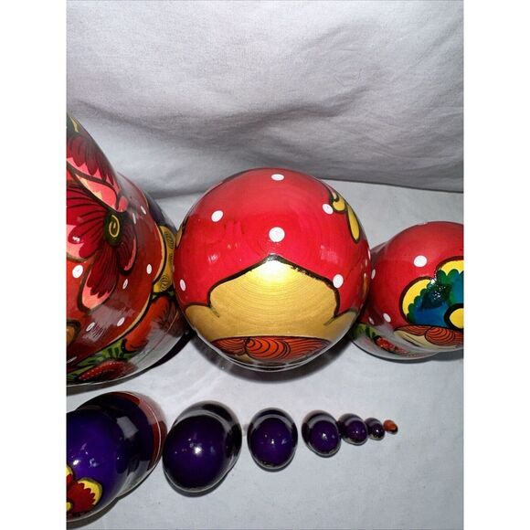 Russian Babushka‎ Handpainted Nesting Doll 10Dolls Matryoshka - Picture 4 of 15